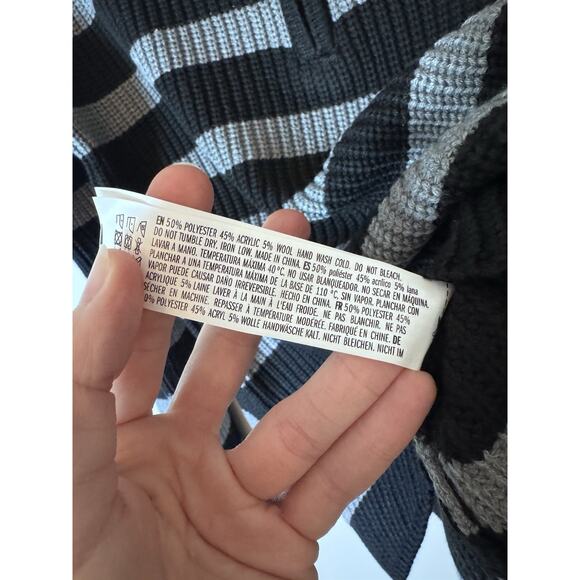 English Factory STRIPED HALF-ZIP SWEATER Grey/black Womens Sz XS NEW - Picture 11 of 15